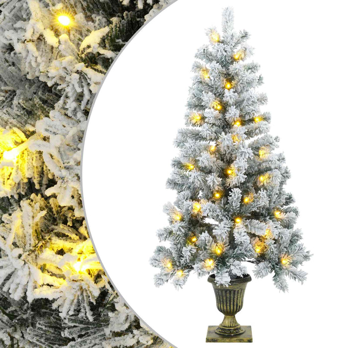 Mini brad de Crăciun nins 120 cm 100 LED-uri Alb cald PVC WALTI
