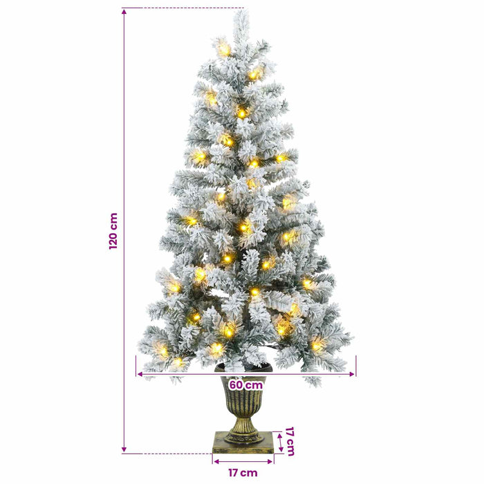 Mini brad de Crăciun nins 120 cm 100 LED-uri Alb cald PVC WALTI
