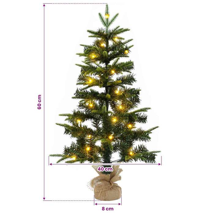 Brad de Crăciun mini 60 cm 25 LED-uri Alb cald PVC și PE Verde - WALTI WALTI