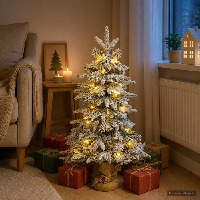 Brad de Crăciun mini 90 cm 50 LED-uri Alb cald PVC și PE WALTI