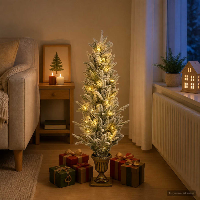 Brad de Crăciun mini 120 cm 100 LED-uri Alb cald PVC și PE WALTI
