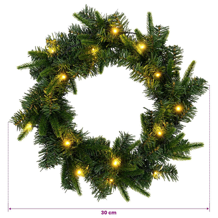 Coronă de Crăciun Verde Ø 30 cm PVC și PE 25 LED-uri - WALTI WALTI
