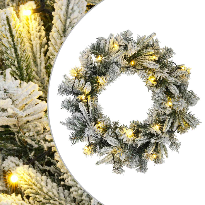 Coronă de Crăciun Verde și alb Ø 30 cm PVC și PE 25 LED-uri - WALTI WALTI