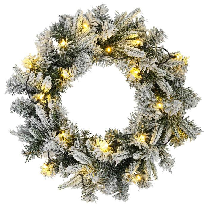 Coronă de Crăciun Verde și alb Ø 30 cm PVC și PE 25 LED-uri - WALTI WALTI