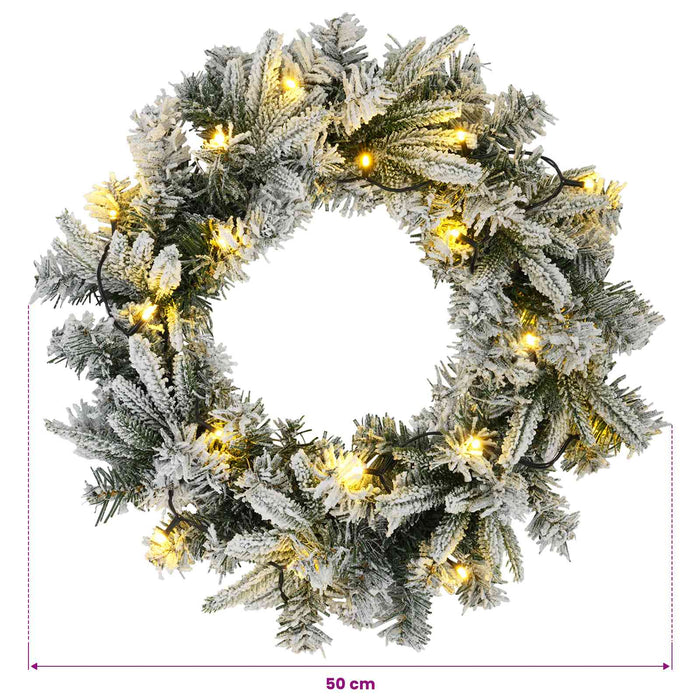 Coronă de Crăciun Verde și alb Ø 50 cm PVC și PE 25 LED-uri WALTI
