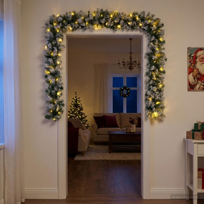 Ghirlandă de Crăciun Verde și alb 270 cm PVC 50 LED-uri - WALTI WALTI