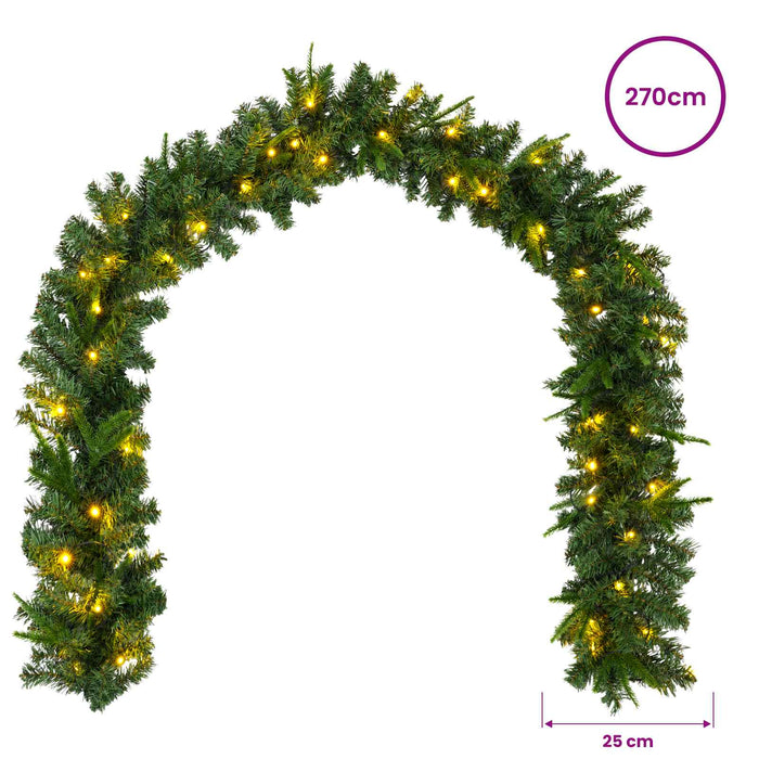 Ghirlandă de Crăciun Verde 270 cm PVC și PE 50 LED-uri - WALTI WALTI