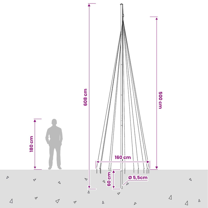 Instalație brad de Crăciun cu țăruș și catarg 500 cm - WALTI WALTI