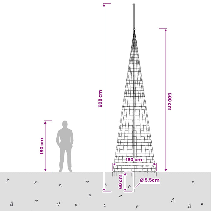 Instalație brad de Crăciun cu țăruș și catarg 500 cm WALTI