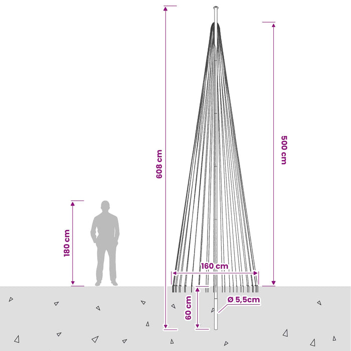 Instalație brad de Crăciun cu țăruș și catarg 500 cm WALTI