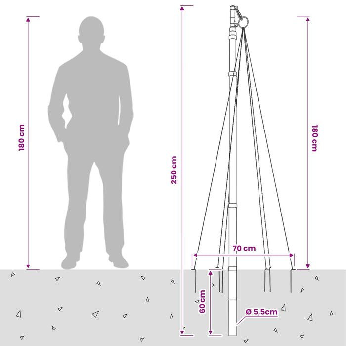 Instalație brad de Crăciun cu țăruș și catarg 180 cm - WALTI WALTI