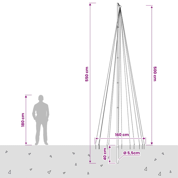 Instalație brad de Crăciun cu țăruș și catarg 500 cm - WALTI WALTI