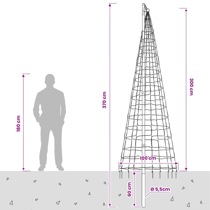 Instalație brad de Crăciun cu țăruș și catarg 300 cm WALTI