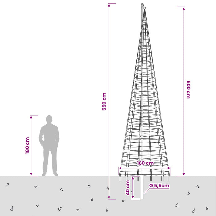 Instalație brad de Crăciun cu țăruș și catarg 500 cm WALTI