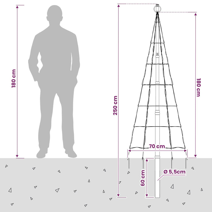 Instalație brad de Crăciun cu țăruș și catarg 180 cm - WALTI WALTI