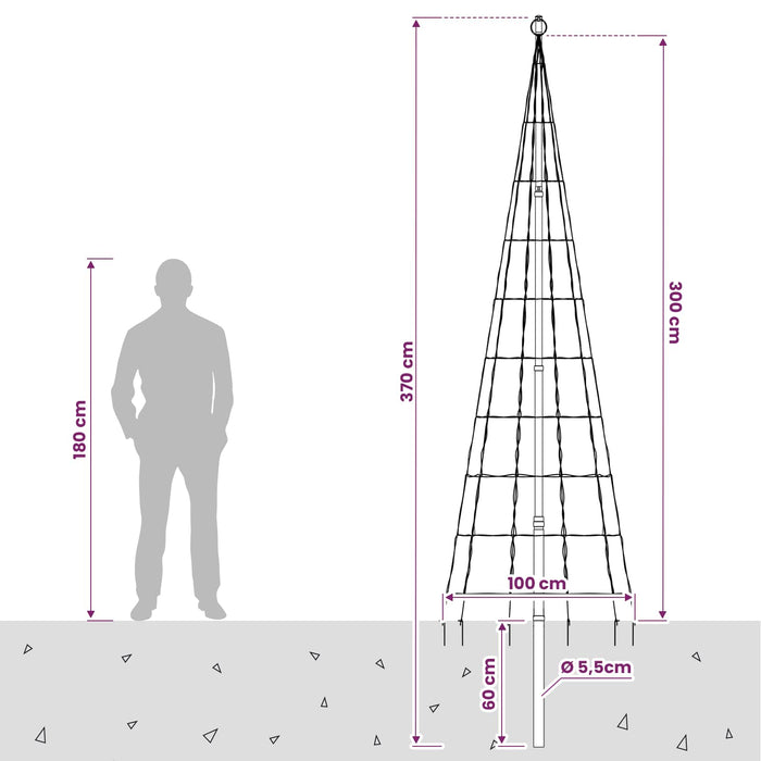 Instalație brad de Crăciun cu țăruș și catarg 300 cm - WALTI WALTI