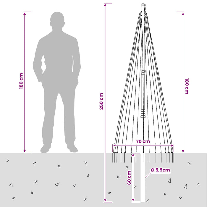 Instalație brad de Crăciun cu țăruș și catarg 180 cm - WALTI WALTI