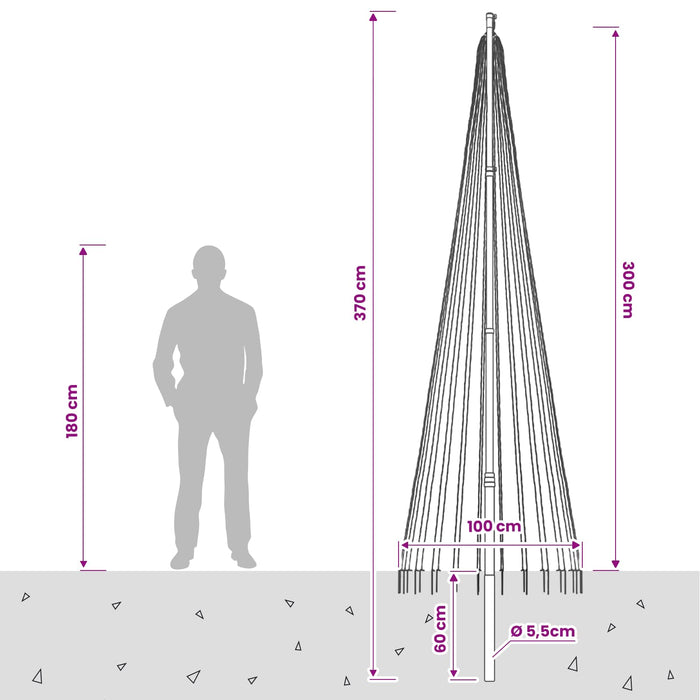 Instalație brad de Crăciun cu țăruș și catarg 300 cm - WALTI WALTI