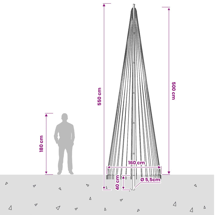 Instalație brad de Crăciun cu țăruș și catarg 500 cm - WALTI WALTI