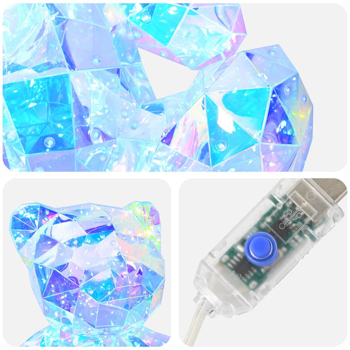 Ursuleț prismatic iridescent cu LED Multicolour 32 x 28 x 38 cm WALTI