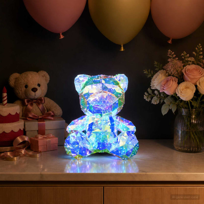 Ursuleț prismatic iridescent cu LED Multicolour 32 x 28 x 38 cm WALTI