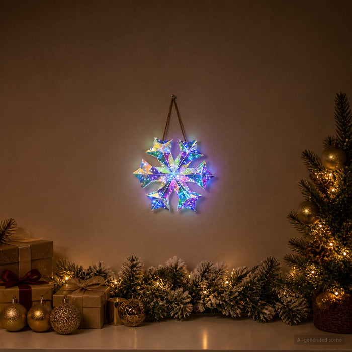 Fulg de nea LED prismatic iridescent Multicolour Ø 26 x 25 cm - WALTI WALTI