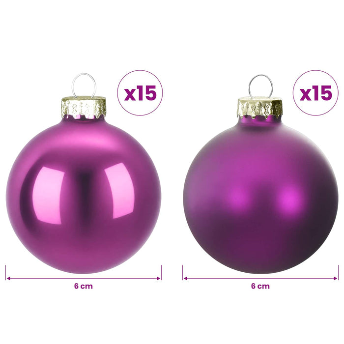 Set de globuri de Crăciun 30 buc. Violet 6 cm Polistiren - WALTI WALTI