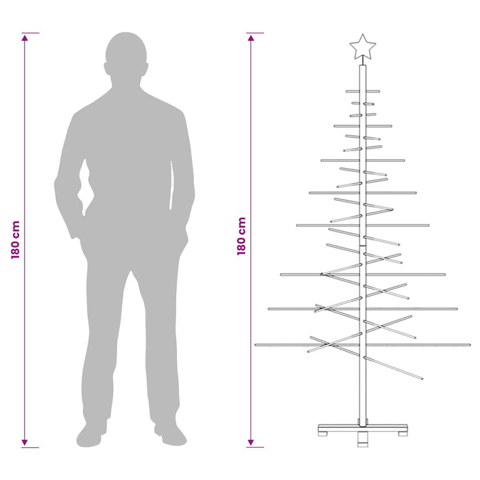Brad de Crăciun din lemn 180 cm Bambus și lemn de pin masiv WALTI