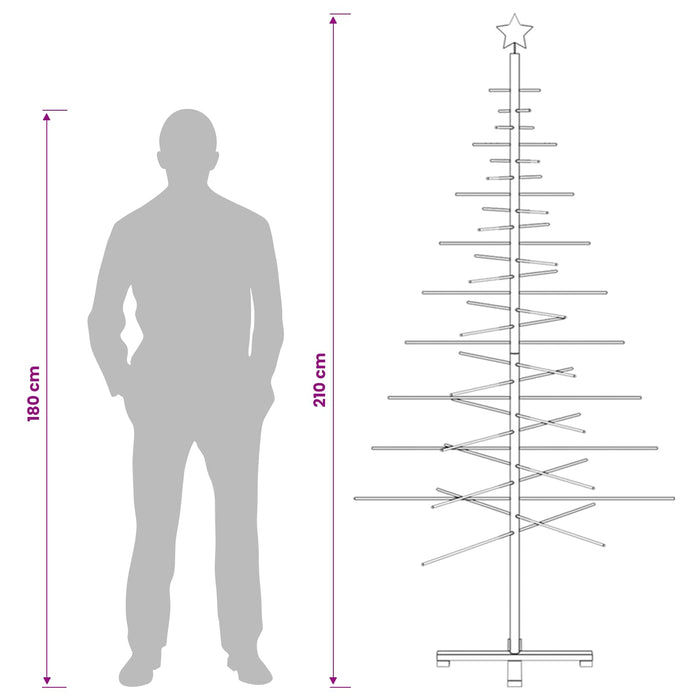 Brad de Crăciun din lemn 210 cm Bambus și lemn de pin masiv WALTI