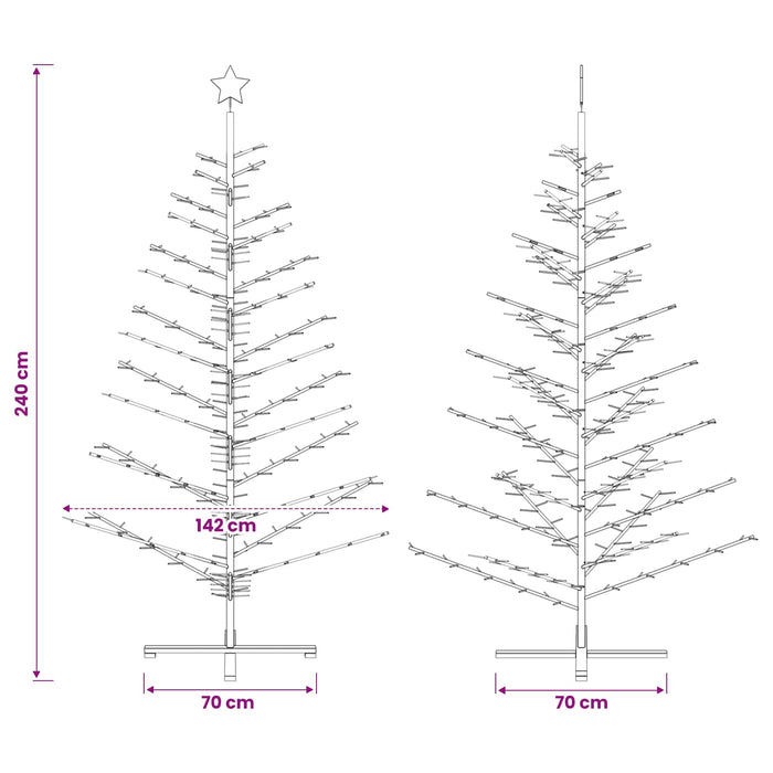 Brad de Crăciun din lemn 240 cm Bambus și lemn masiv de pin WALTI