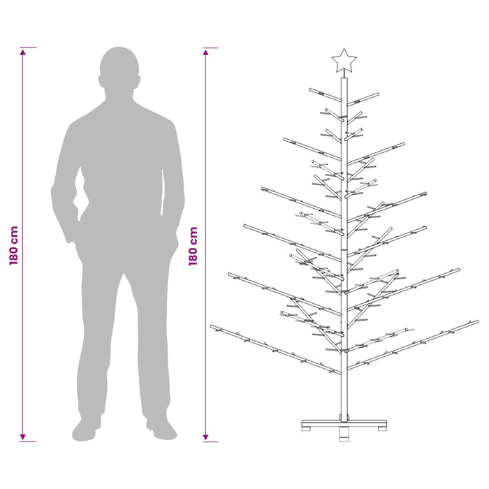 Brad de Crăciun din lemn 180 cm Bambus și lemn masiv de pin WALTI