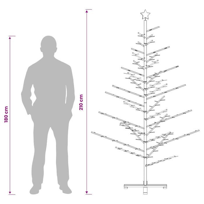 Brad de Crăciun din lemn 210 cm Bambus și lemn masiv de pin WALTI