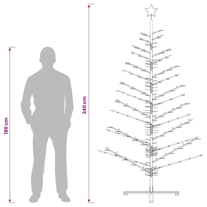 Brad de Crăciun din lemn 240 cm Bambus și lemn masiv de pin WALTI