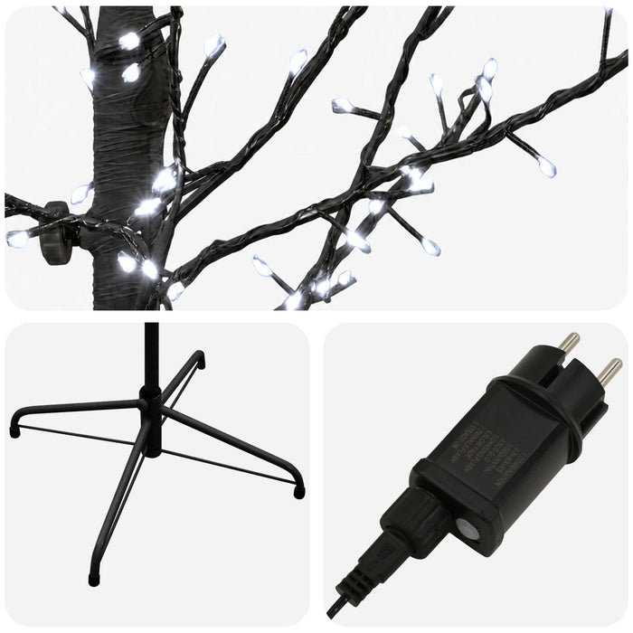 Brad de Crăciun mesteacăn Negru 47 x 240 cm Oțel 675 LED-uri - WALTI WALTI