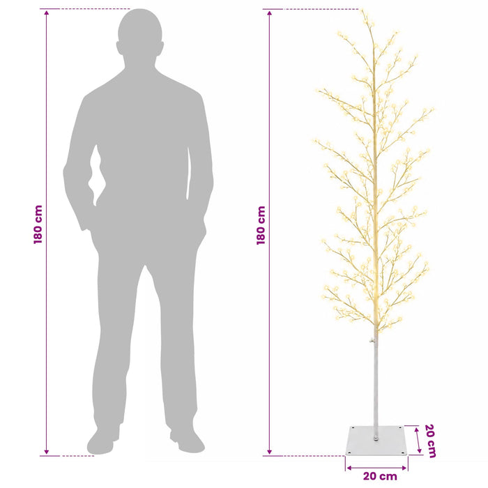 Brad de Crăciun mesteacăn Alb 20 x 20 x 180 cm Oțel 459 LED-uri - WALTI WALTI