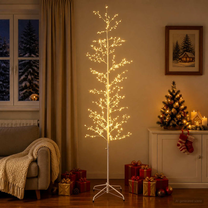 Brad de Crăciun mesteacăn Alb 47 x 210 cm Oțel 567 LED-uri - WALTI WALTI