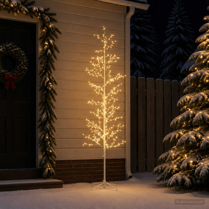 Brad de Crăciun mesteacăn Alb 47 x 210 cm Oțel 567 LED-uri - WALTI WALTI
