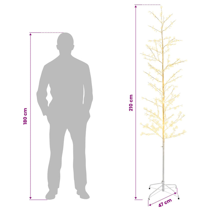 Brad de Crăciun mesteacăn Alb 47 x 210 cm Oțel 567 LED-uri - WALTI WALTI