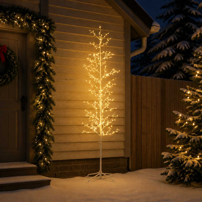 Brad de Crăciun mesteacăn Alb 47 x 240 cm Oțel 675 LED-uri - WALTI WALTI