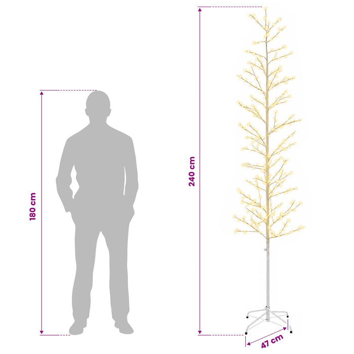 Brad de Crăciun mesteacăn Alb 47 x 240 cm Oțel 675 LED-uri - WALTI WALTI
