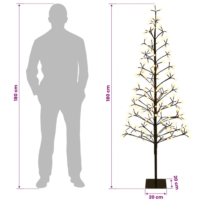 Brad de Crăciun din ghirlandă LED Negru 20 x 20 x 180 cm Oțel - WALTI WALTI