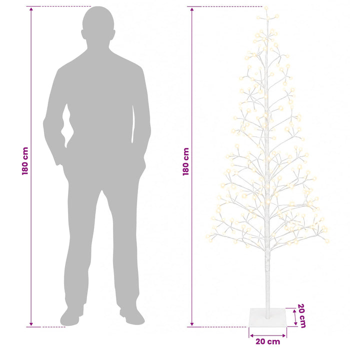 Brad de Crăciun din ghirlandă LED Alb 20 x 20 x 180 cm Oțel - WALTI WALTI