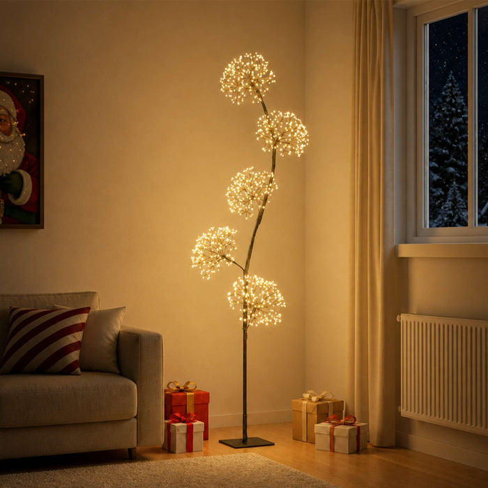 Brad de Crăciun LED în formă de S Negru 20 x 20 x 175 cm Oțel - WALTI WALTI