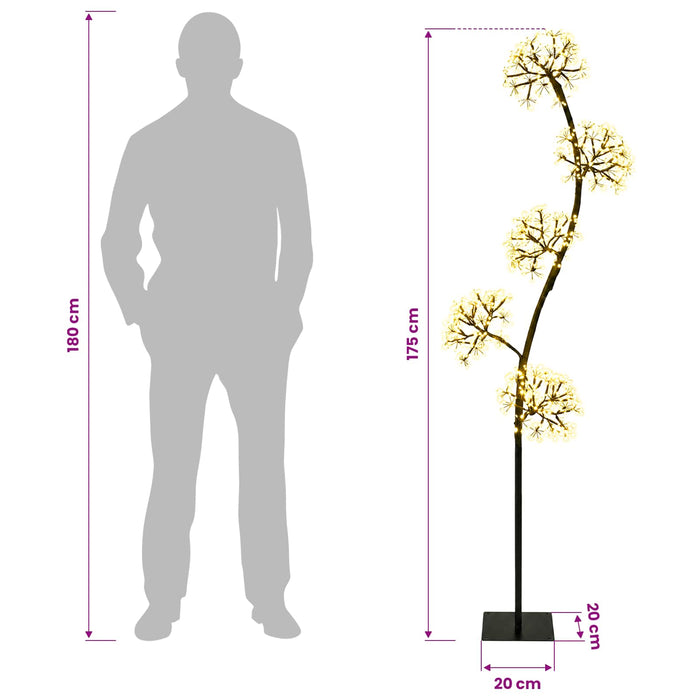 Brad de Crăciun LED în formă de S Negru 20 x 20 x 175 cm Oțel - WALTI WALTI