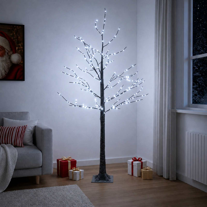 Brad de Crăciun nins cu LED Maro 22 x 22 x 120 cm Plastic - WALTI WALTI