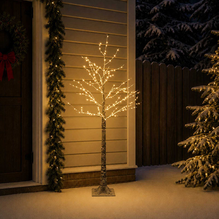 Brad de Crăciun nins cu LED Maro 22 x 22 x 150 cm Plastic - WALTI WALTI