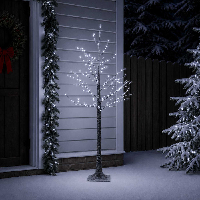 Brad de Crăciun nins cu LED Maro 22 x 22 x 150 cm Plastic - WALTI WALTI