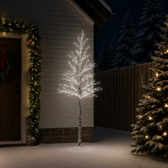 Brad de Crăciun nins cu LED Maro 25 x 25 x 210 cm Plastic - WALTI WALTI