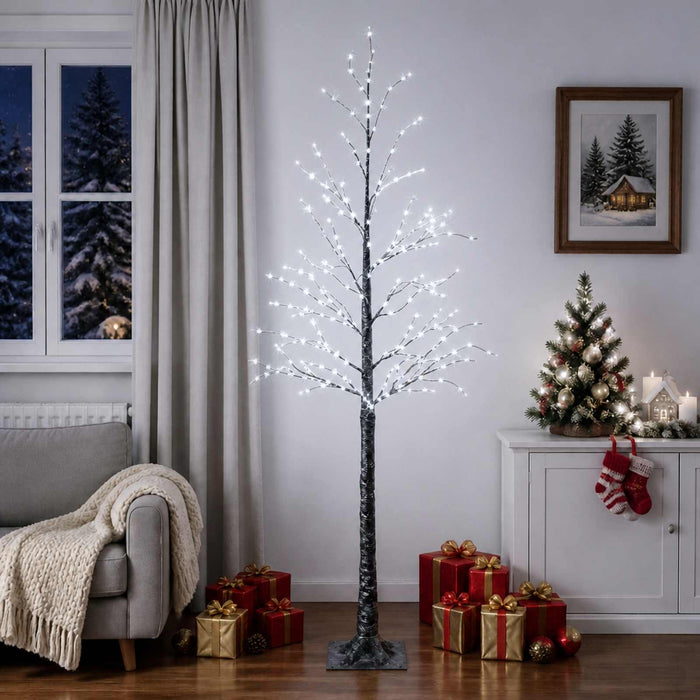 Brad de Crăciun nins cu LED Maro 25 x 25 x 210 cm Plastic - WALTI WALTI