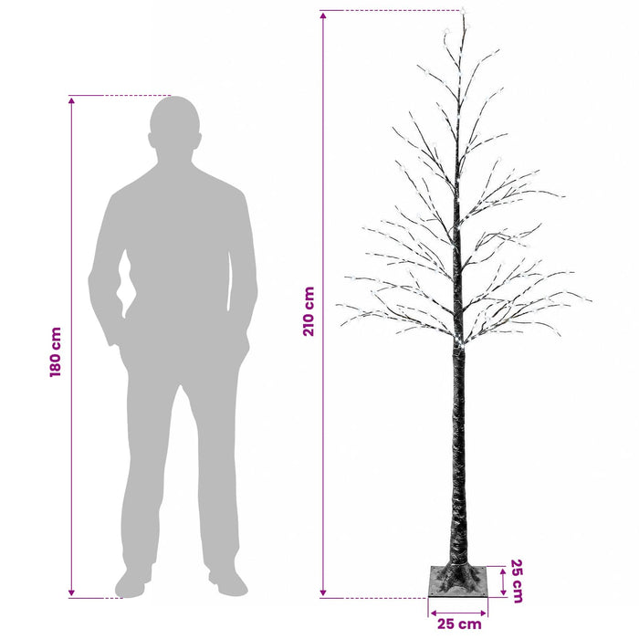 Brad de Crăciun nins cu LED Maro 25 x 25 x 210 cm Plastic - WALTI WALTI